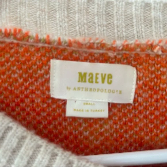 Anthropologie Beige and Orange Floral Cardigan - Picture 2 of 3